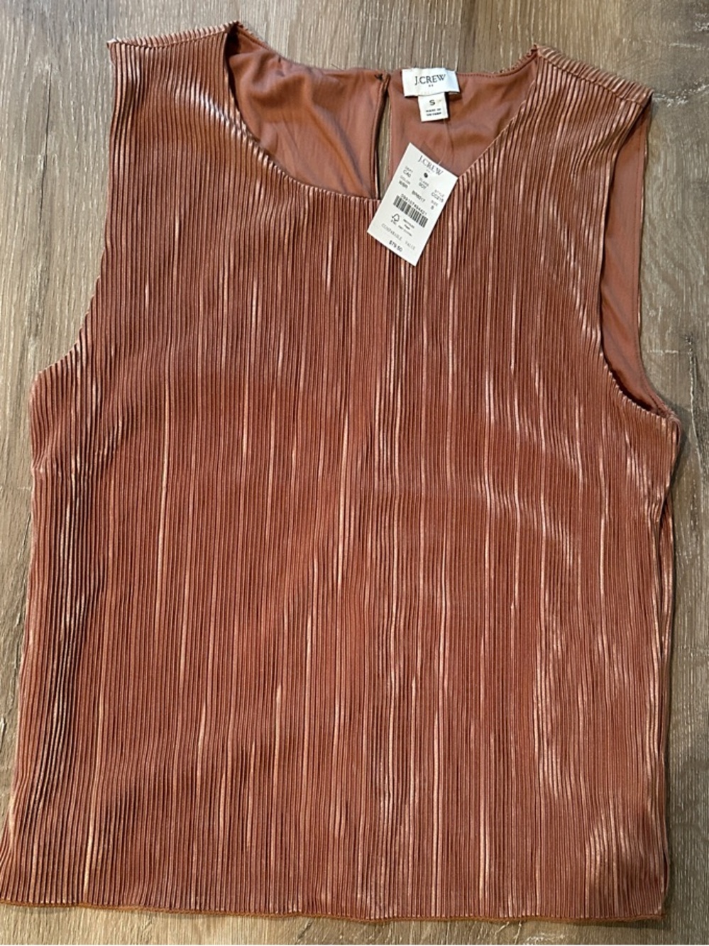 NWT J. Crew Ribbed Satin Tank in Rust